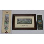 W.G. Grace. Silk tasselled bookmark with image of Grace batting with wicketkeeper and pavilion to