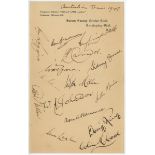 Australian tour of England 1948. 'Surrey County Cricket Club' headed paper,with handwritten