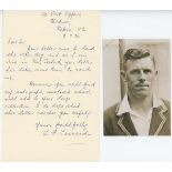 Leslie Fletcher Townsend. Derbyshire, Auckland & England 1922-1939. Single page handwritten letter