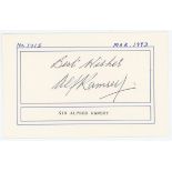 Alf Ramsey. White card with name printed to lower border signed by World Cup 1966, England