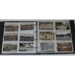 Cricket postcards early 1900s onwards. Large blue album comprising over one hundred and eighty
