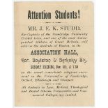 John Edward Kynaston Studd. Middlesex & Cambridge University 1878-1884. Original handbill titled '