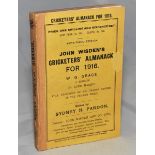 Wisden Cricketers' Almanack 1916. 53rd edition. Original paper wrappers. Replacement spine paper.