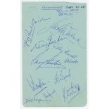 Leicestershire C.C.C. 1950. Album page signed in ink by the twelve members of the Leicestershire