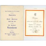 Australia tours to England 1953, 1968, 1972 and 1975. Four official menus for dinners. Menus are