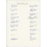 England tour to Australia 1950/51. Unofficial autograph sheet signed by seventeen of the eighteen
