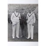 Yorkshire 1931. Original mono photograph of Jack Hobbs and Herbert Sutcliffe standing wearing