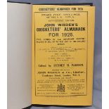 Wisden Cricketers' Almanack 1925. 62nd edition. Nicely bound in black boards, with excellent