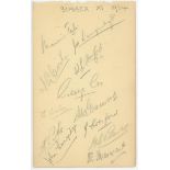 Sussex C.C.C. 1934. Album page signed in pencil by twelve Sussex players. Signatures include Maurice