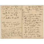 Arthur Haygarth, M.C.C. Sussex and Middlesex, 1844-1861. Original four page handwritten letter to an