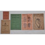 Pre-war cricket brochures, booklets and pamphlets. Titles include 'Rules of Cricket'. W.B.