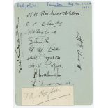 Derbyshire C.C.C. 1932. Small album page nicely signed in black ink by the eleven members of the