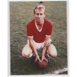 Bobby Charlton. Manchester United & England. Colour reprint photograph of Charlton in United