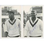 Wes Hall and Charlie Griffith. West Indies c1963/1966. Two mono plain back real photograph