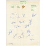 Zimbabwe 1982-2003. Ten official autograph sheets for Zimbabwe teams. Sheets include I.C.C.