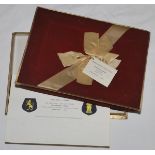 England v India. Headingley 1959. Red velvet covered chocolate box with gold edging and decorative