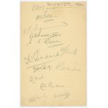 Gloucestershire C.C.C. 1934. Album page signed in pencil by thirteen Gloucestershire players.