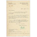 Leslie Gutteridge, publisher, Epworth Press. Single page typed letter from Gutteridge to Gerald