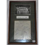 Yorkshire 1948. Large album page signed in ink by thirteen members of the 1946 Yorkshire team.