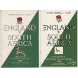 England v South Africa rugby union programmes 1952-2006. Approximately fifty official match