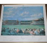 'Lord's Cricket Ground'. Alan Fearnley. Large limited edition colour print produced to commemorate