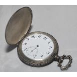 Polo & Hockey. Silver metal pocket watch 'Ancre Ligne Droite. levees visibles' of France, the case