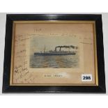 M.C.C. tour of Australia 1924/1925. Original mono photograph of the S.S. Ormonde, the ship which