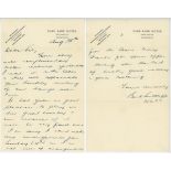 Bert Sutcliffe. Auckland, Otago, Northern Districts and New Zealand 1946-1966. Two handwritten