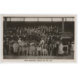 'Kent's Beanfeast. Stadium, Aug. 20th 1910'. Mono real photograph postcard of a cricket team and a