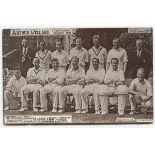 'Arthur Wellard Testimonial Season 1951'. Mono postcard of the Somerset team of 1950. The card