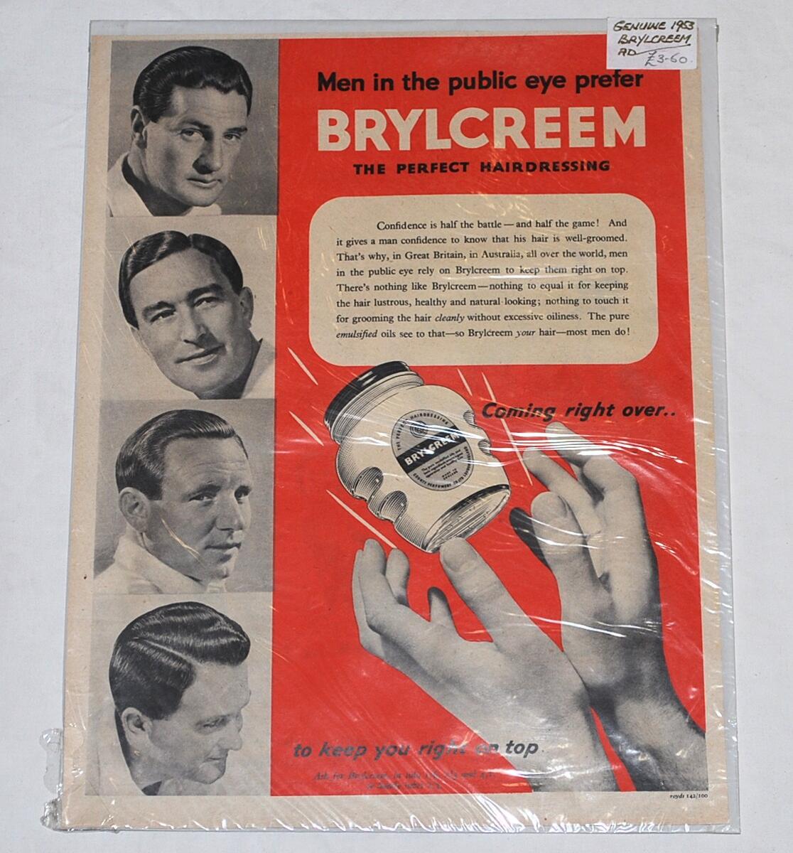 Denis Compton & Keith Miller. 'Brylcreem' 1950's. Three large original advertising posters/pages - Image 2 of 2