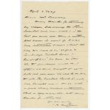 J.D. Betham. Original one page letter handwritten in ink from Betham, collector and author of '