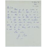 James Graham 'Jim' Binks. Yorkshire & England 1955-1969. Original single page handwritten letter