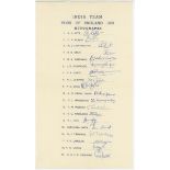 India tour to England 1959. Official autograph sheet fully signed by all nineteen members of the