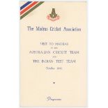 Leonard Victor 'Len' Maddocks. Victoria, Tasmania & Australia 1946-1968. Australia tour to India