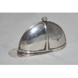 Horse racing. Decorative small sterling silver vesta case in the shape of a jockey's cap. '925G.