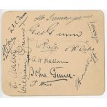 Nottinghamshire C.C.C. c1906. Album page nicely signed in black ink by thirteen members of the