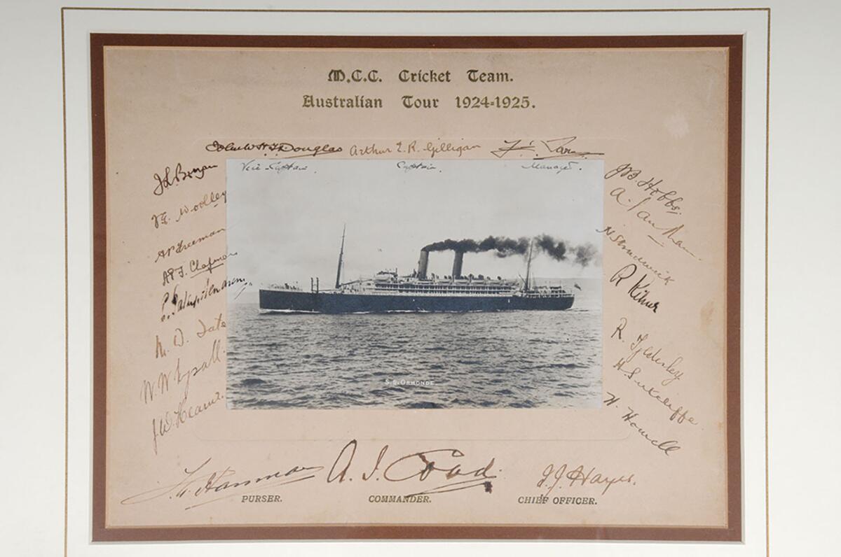 M.C.C. tour of Australia 1924/1925. Original sepia real photograph of the S.S. Ormonde, the ship