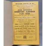 Wisden Cricketers' Almanack 1928. 65th edition. Nicely bound in black boards, with excellent