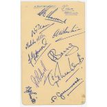 Lancashire C.C.C. 1951. Album page boldy signed in ink by ten members of the Lancashire team for the