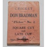 Don Bradman Flicker book. No.2. 'Square Cut and Late Cut'. Flicker Productions Ltd 1930. Some wear