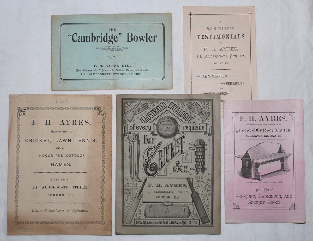 F.H. Ayres sports equipment 1886-1909. A collection of five original catalogues and leaflets