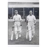 Jack Hobbs and Herbert Sutcliffe 1920s. Original mono photograph of Hobbs and Sutcliffe walking