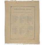 'Marlborough v Rugby at Lord's' 1897. Early official silk scorecard for Marlborough College v