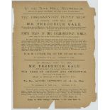 Frederick Gale. Kent 1845. Original printed single page flyer advertising two talks to be given by