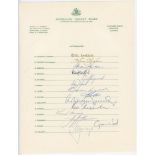 Australia tour to England 1980. Official autograph sheet for the Centenary Test on Australian