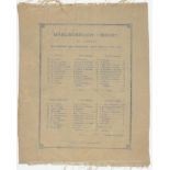 'Marlborough v Rugby at Lord's' 1897. Early official silk scorecard for Marlborough College v