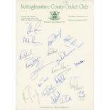 Nottinghamshire C.C.C. 1982-2001. Nineteen official autograph sheets for 1982, 1983 and 1985-2001.