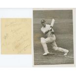 Oxford University C.C. 1936. Album page signed in pencil by ten members of the Oxford University