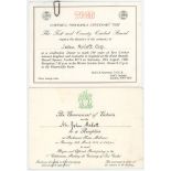 England v Australia Centenaries 1977 and 1980. Two official invitations issued to John Arlott, one